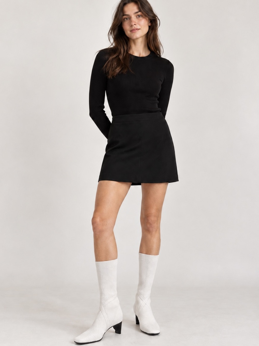 Jil Sander White Ribbed Knit Mid-Calf Sock Boots EU 37 US 7 NWT